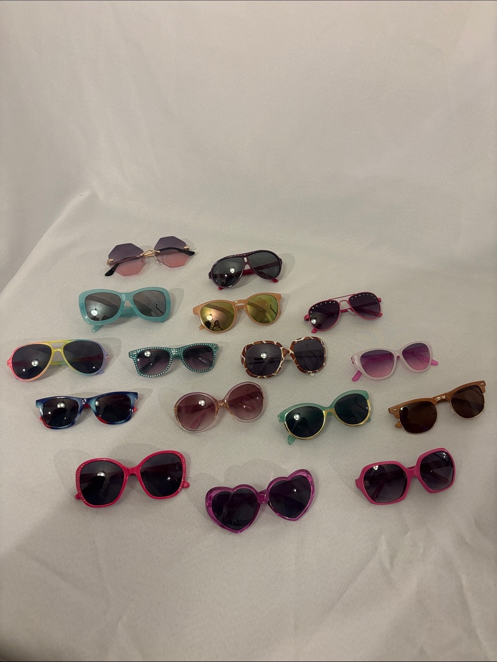 16 pairs of Cotton Candy Kids Sunglasses Assorted Pink Purple Blue Green Brown